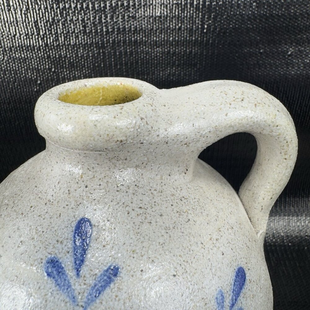1994 Rowe Pottery Works Salt Glazed Gray Blue Heart Jug Carafe Container Marked - Picture 9 of 16